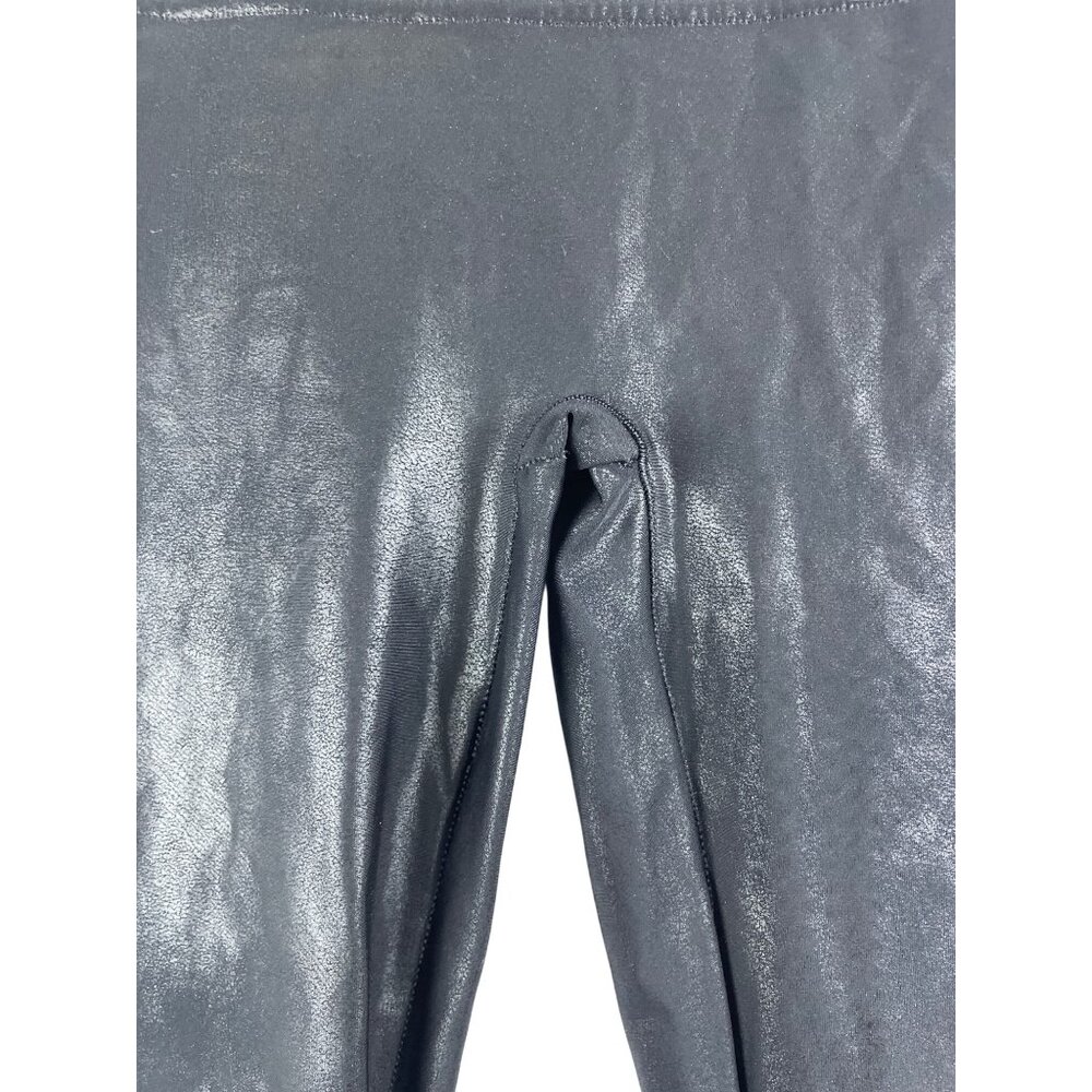 Spanx Faux Leather Shapewear Legging Petite Large Black Moto Punk Goth Slimming - Picture 4 of 8